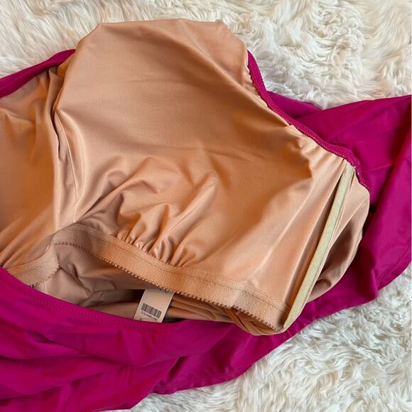 🆕 J. Crew Pink Swim Dress Skirt Asymmetrical Ruched One Shoulder Blogger Fan Fav - Picture 11 of 16